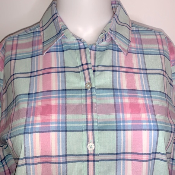 Southern Tide Hadley Pink & Blue Madras Plaid Button Up - Picture 6 of 16